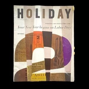 Holiday September 1957 Magazine Edith Head, James Thurber Loch Ness, Vintage Ads